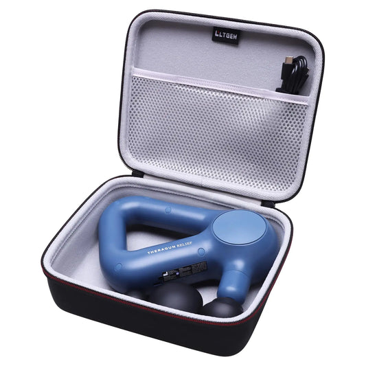 LTGEM Massage Case Compatible with TheraGun Relief Handheld Percussion Massage Gun/Neck/Back/Leg/Shoulder Massage Gun - Travel Protective Carrying Storage Bag Black + Gray(Case Only)