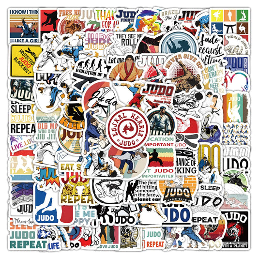 100PCS Jiu Jitsu Stickers Brazilian Jiujitsu Stickers for Water Bottles Luggage Laptop Phone Glueewee Cute Sports Stickers for Kids Teens Adults Waterproof Vinyl Cartoon Decals