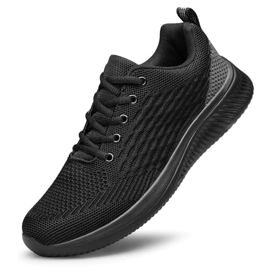 vibdiv Mens Lightweight Athletic Running Walking Gym Shoes - Slip on Casual Non Slip Fashion Sneakers Walking Shoe Allblack
