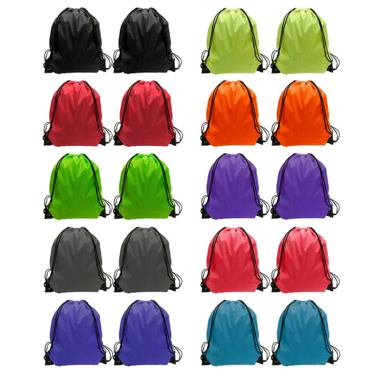 GoodtoU Drawstring Backpack Cinch Bag Drawstring Bags Bulk Draw String Sport Nylon Bag 10 Color (10 Color 20PCS)
