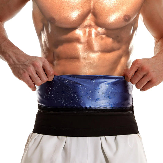 Waist Trainer for Men Sauna Sweat Waist Trimmer for Men Workout Sauna Slimming Belt Exercise Gym Gear Blue Inner