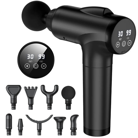 KUPAKY Massage Gun Deep Tissue Handheld Percussion Massage Gun with 30 Speed Levels 35 Lb Stall Force Back Electric Cordless Massage Gun for Athletes for Pain Relief Quiet Operating (Black)