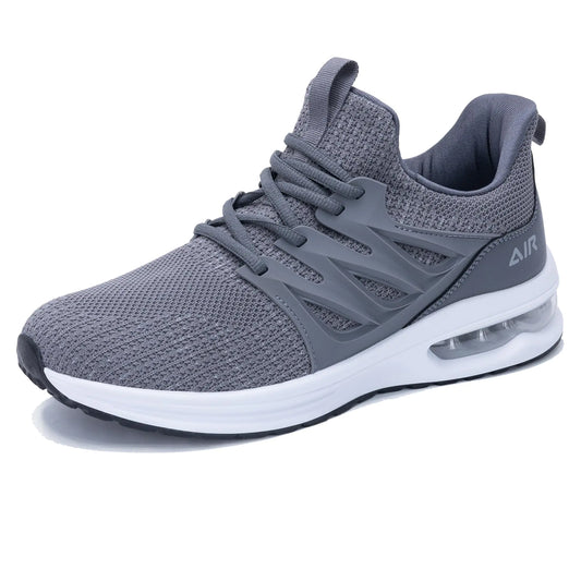 PERSOUL Mens Air Running Shoes Athletic Tennis Sneakers Lightweight Breathable Workout Gym Jogging Sport Shoes for Men Grey Size 9