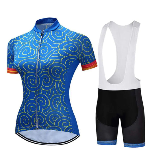 SUDUSUDO Womens Cycling Clothing Set Road Bike Shirts Short Sleeve Breathable Cycling Jersey with 20D Padded Bib ShortsSmall