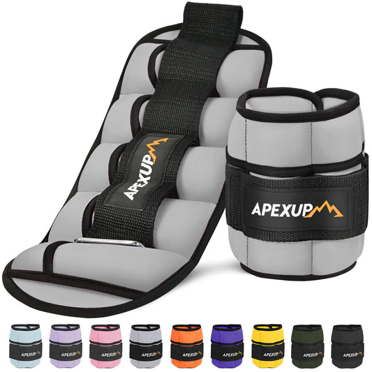 APEXUP 10lbs/Pair Adjustable Ankle Weights for Women and Men Modularized Leg Weight Straps for Yoga Walking Running Aerobics Gym (Grey)