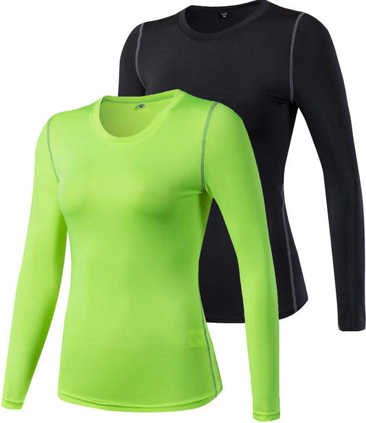 2/3 Pack Womens Long Sleeve Shirts UPF 50+ Sun Protection Compression Shirts Dry-Fit Athletic T-Shirts Gym Running Tops