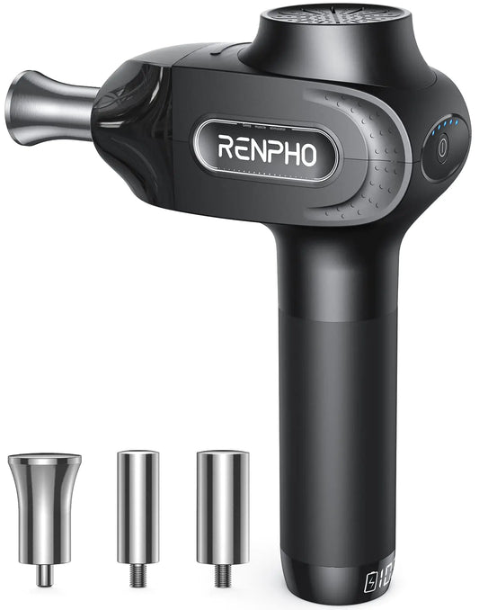 RENPHO Percussion Massage Gun Deep Tissue Gifts for Women Men Mom Dad Muscle Massager Gun for Athletes 5 Speeds Electric Body Massager Gun with Case3 Massage Heads