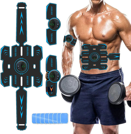 UMATE EMS Muscle Stimulator Ab Stimulator Belt Waist Trainer for Woman/Man Abs Workout Equiptment for Your Home Gym Exercise Gear for Abdomen/Arm/Leg Black